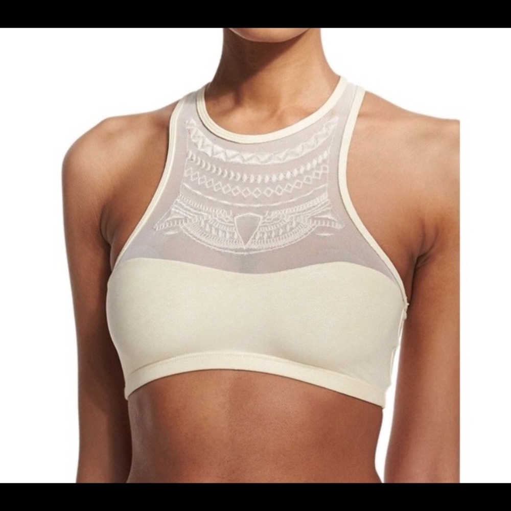 NWOT White PilyQ Embroidered Bikini Top